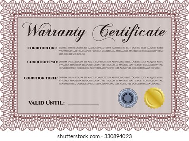 Warranty template. Retro design. Complex design. It includes background. 
