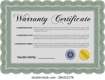 Warranty template. Retro design. It includes background. Complex design. 