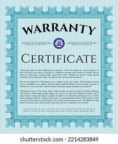 Warranty template. Retro design.  Printer friendly.    Light blue color.