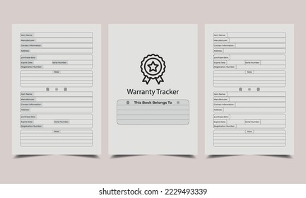 warranty tracker log book KDP Interior. Equipment Warranty Tracker. Guarantee Tracker. Warranty Reminder Tracker