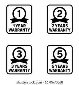 "Warranty years" product quality and service guarantee information sign