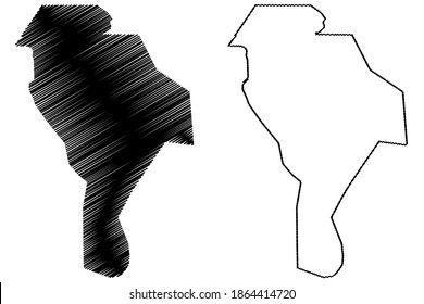 Warrap state (States of South Sudan, Bahr el Ghazal Region) map vector illustration, scribble sketch Warab map