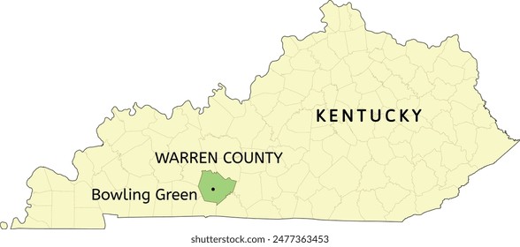 Warren County and city of Bowling Green location on Kentucky state map