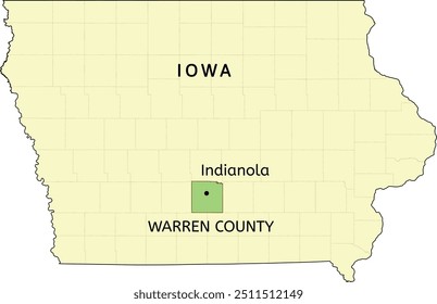 Warren County and city of Indianola location on Iowa state map