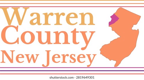 Warren County New Jersey Highlighted on State Map