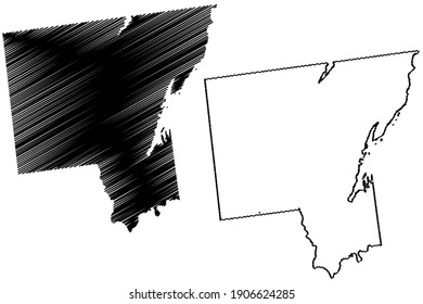 Warren County, New York State (U.S. county, United States of America) map vector illustration, scribble sketch Warren map