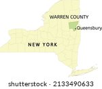 Warren County and town of Queensbury location on New York state map