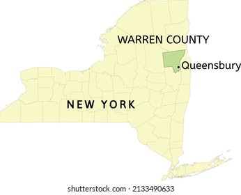 Warren County and town of Queensbury location on New York state map