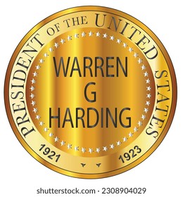 Warren G Harding president of the United States of America round stamp 