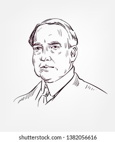 Warren Gamaliel Harding  Usa President Vector Sketch Portrait