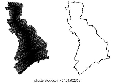 Warren Shire (Commonwealth of Australia, New South Wales, NSW) map vector illustration, scribble sketch Warren map