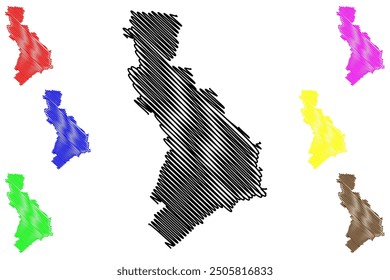 Warren Shire (Commonwealth of Australia, New South Wales, NSW) map vector illustration, scribble sketch Warren map