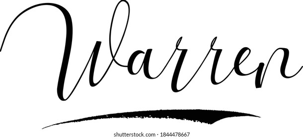 Warren-Male Name Cursive Calligraphy on White Background