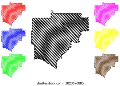 Warrick County, Indiana (U.S. county, United States of America, USA, U.S., US) map vector illustration, scribble sketch Warrick map