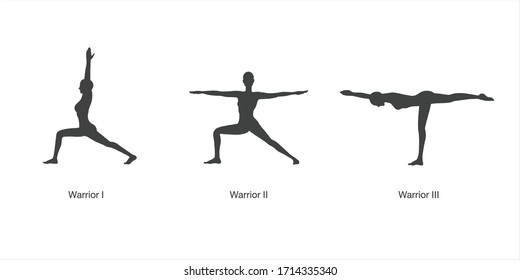 warrior 3 Pose  yoga practice Vector isolation on White background icon  vector yoga pose healthy and beauty