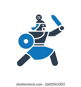Warrior in Action Icon On White Background