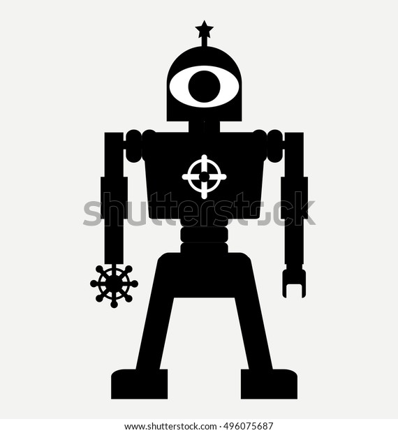 Warrior Android Robot Vector Robot Silhouette Stock Vector Royalty Free 496075687