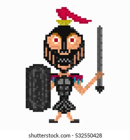 Warrior in armor pixel art