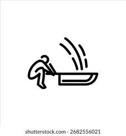 warrior attacking with long blade outline icon. figure warrior line art illustration.
