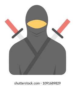 
Warrior avatar with samurai swords, Swordsmanship concept

