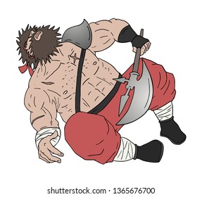 warrior with ax draw