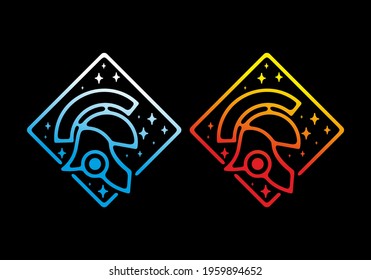 Warrior badge illustration of warrior helmet in gradient color design