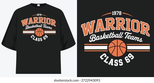 warrior basketball team 1978 class 69 retro sports graphic tee t shirt design vector illustration artwork
