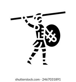 warrior battle spartan roman glyph icon vector. warrior battle spartan roman sign. isolated symbol illustration