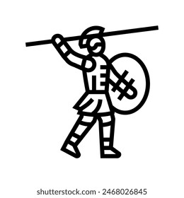 warrior battle spartan roman line icon vector. warrior battle spartan roman sign. isolated contour symbol black illustration