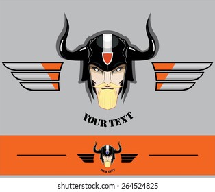 warrior with the beard, old soldier, staying alive, horned old warrior.  commander, suitable for team identity, sport club mascot, rider community, insignia, embellishment, emblem, game icon, etc.