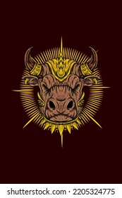 Warrior bull head vector illustration