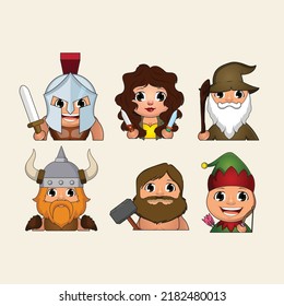 Warrior cartoon characters vector design