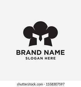 warrior chef logo design template. icon vector illustration