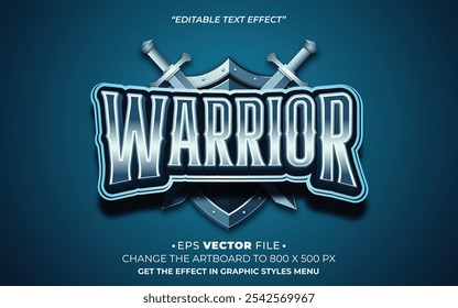 Warrior editable text effect vector 3d for game