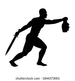 Guerrero con vector de silueta de cabeza enemiga