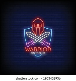 Warrior Fight Club Neon Signs Style Text Vector