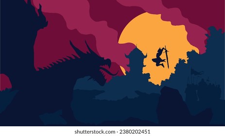 warrior fight dragon in jungle