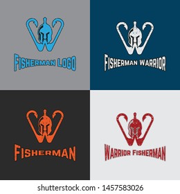 Warrior Fisherman Logo Template for fisherman, fishing community, application, business, industry,tournament, etc with in warrior and hook concept