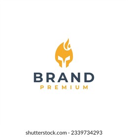 warrior flame fire spartan logo design 