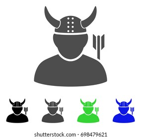 Warrior flat vector pictogram. Colored warrior, gray, black, blue, green pictogram variants. Flat icon style for application design.