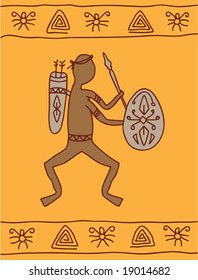 The warrior: Folk, tribal Designs, Motif, wall painting