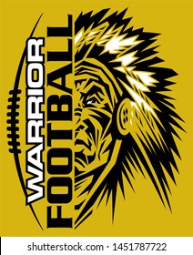 warrior football team design with mascot and laces for school, college or league