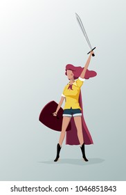 Warrior Girl with a sword and a shield