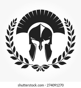 Warrior, gladiator, knight icon with laurel wreath -  vector