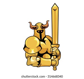 A warrior with golden armor. 