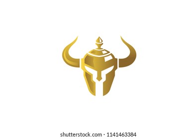 Warrior Golden Helmet Logo Symbol Vector Design Illustration