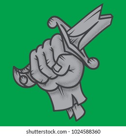 warrior hand with broken sword