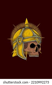 Warrior head skull vector illustration