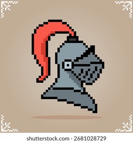 Kriegerhelm in 8-Bit-Pixelart für Spielelemente und Kreuzstichmuster in Vektorgrafik.