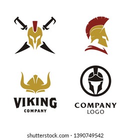 Warrior Helmet Armor of Viking, Spartan, and Roman Logo collection set
